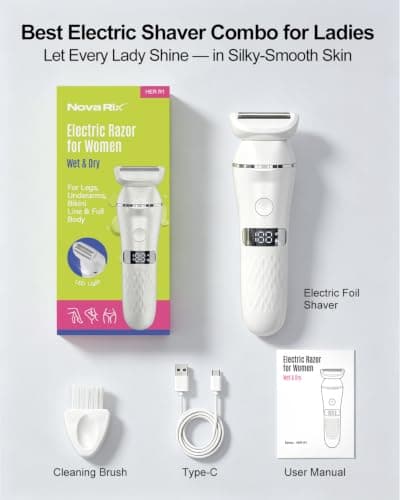 Nova Rix Electric Razor for Women, Wet & Dry Foil Shaver with LED Light