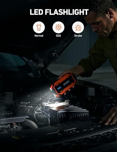 Booster AstroAI P10 5000A para Autos (Hasta 10L Gas/8L Diésel) con Power Bank y Linterna LED