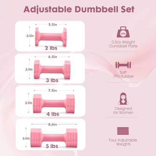Set de Mancuernas Ajustables EQUIPRO 4 en 1 para Mujer