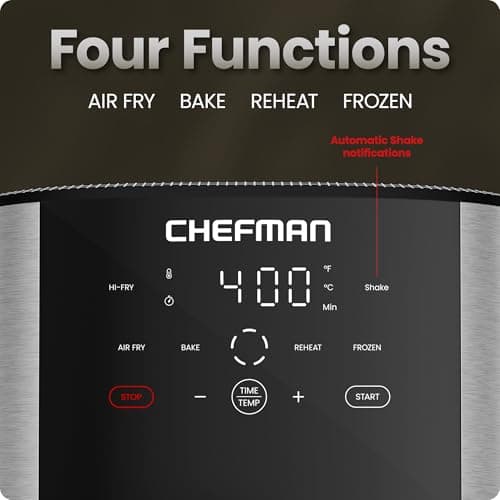 Chefman Air Fryer 8 Qt | TurboFry® 4-in-1 with 450°F Hi-Fry Option for Crispier Results | Bake, Dehydrate, Frozen | XL Nonstick Dishwasher-Safe Basket | Stainless Steel thumbnail 4