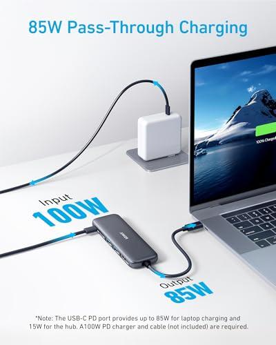 Anker USB C Hub, 5-in-1 USBC to HDMI Splitter with 4K Display, 1 x Powered USB-C 5Gbps & 2×Powered USB-A 3.0 5Gbps Data Ports for MacBook Pro, MacBook Air, Dell and More