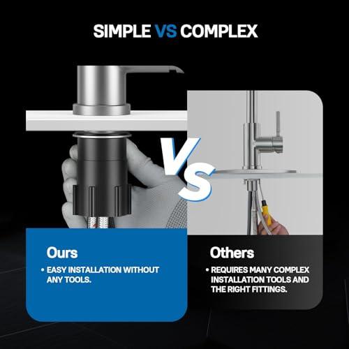 WEWE Single Handle High Arc Brushed Nickel Pull Out Kitchen Faucet,Single Level Stainless Steel Kitchen Sink Faucets with Pull Down Sprayer,Suitable for Laundry Rv Bar thumbnail 6