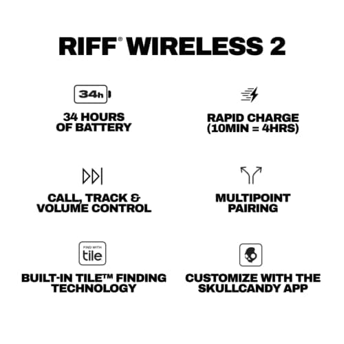 Miniatura de Audífonos Bluetooth Skullcandy Riff Wireless 2 On-Ear: 34H Batería, Plegables, AUX y Micrófono 9