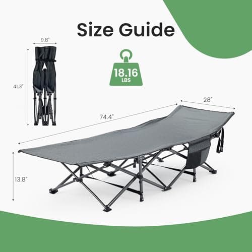 Miniatura de OLIXIS Camping Cot, Camping Bed, Sleeping Cot, Rollaway Bed 2