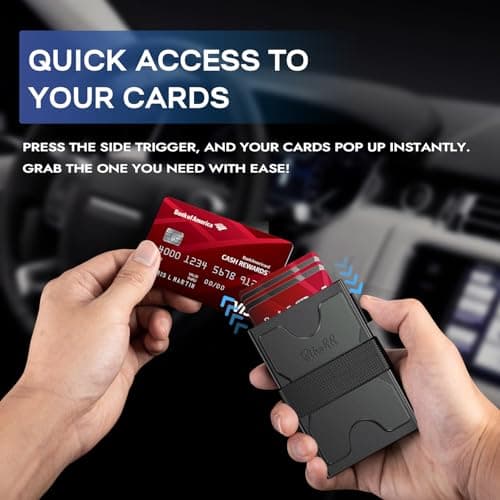Zitahli Card Holder Wallets for Men - Slim Wallet Holds 6+6 Cards, Metal Card Holder, Minimalist RFID Blocking Wallets with Pop-Up Function, Ultra-Thin, Men's Accessories, Gifts fo thumbnail 2