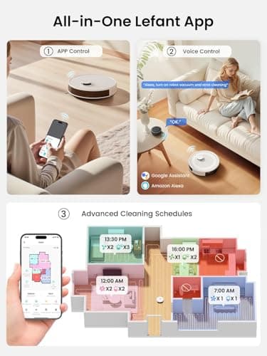Lefant Robot Vacuum and Mop, 75-Day Self-Emptying, 6000Pa, LiDAR Navigation thumbnail 8