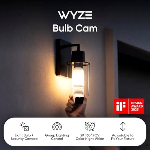 WYZE Bulb Cam - 2K HD Smart Light Bulb Security Camera with Color Night Vision, 800-Lumen Dimmable LED, 160° Wide View, Motion Detection & Siren, E26 Socket, Alexa/Google/IFTTT thumbnail 3