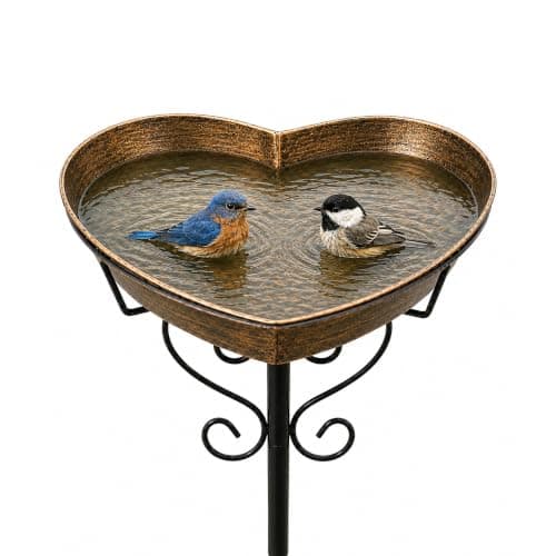35In Metal Heart-Shaped Bird Bath, Vintage 12.1"D 2.17" Deep Romance Bowl