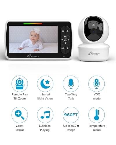 Monitor para Bebés iFamily: Pantalla 5", 30 Horas de Batería, Giro y Zoom Remoto