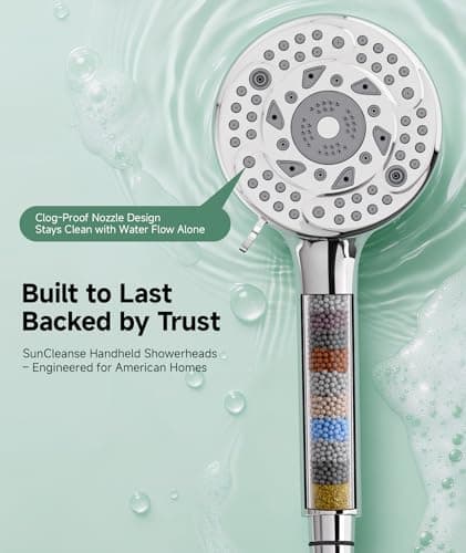 Miniatura de SunCleanse Filtered Shower Head with Handheld, 9-Spray Setting Detachable Showerhead with Filters, Shower Head for Hard Water - Filtered Chlorine, Improve Skin and Hair Texture, Ch 6