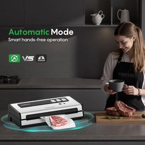 FRESKO Vacuum Sealer Machine with Automatic Bag Detection, 0.2-inch widened heating strip, Compact Food Sealer, Easy to Use, Starter Kit thumbnail 3