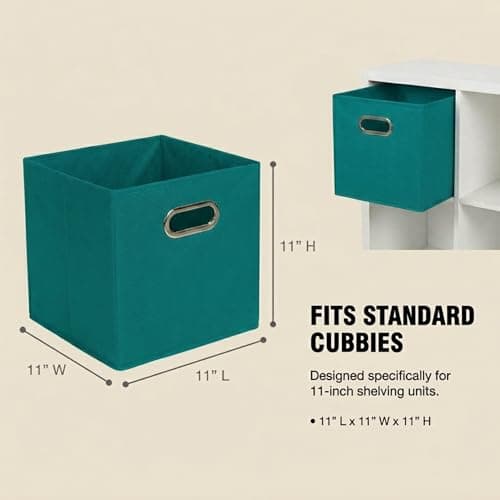 Household Essentials Fabric Storage Cubes 6 Pack – 11x11x11 Foldable Non-Woven Bins with Chipboard Sides & Grommet Handles – Stackable Cube Organizer for Closet, Nursery, Shelf, or thumbnail 4