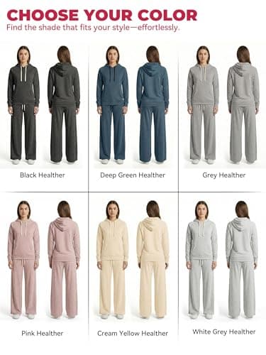 Showitty Women's 2 Piece Lounge Set Hoodie Wide Leg Pants Airport Travel