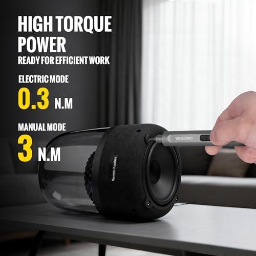 WORKPRO Mini Electric Screwdriver with Magnetizer, 36 S2 Steel Bits & 2 Pry Bars, 3.7V Rechargeable Precision Screwdriver Set for Phone Camera Laptop thumbnail 3