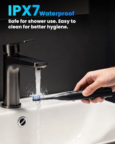 Onlyone Sonic Electric Toothbrush for Adults, Rechargeable Ultrasonic Electric Toothbrush with 8 Brush Heads, Travel Case, Charging Base & Wireless Charging - 5 Modes with Smart Ti