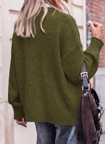 Miniatura de Cárdigan Corto Casual Dowerme para Mujer con Botones, Tejido Grueso, Verde Militar, Talla S 5