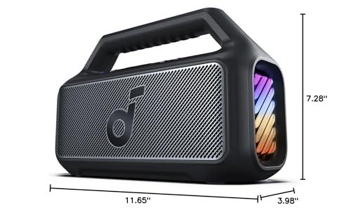Soundcore Boom 2 By Anker, Outdoor Speaker, 80W, Subwoofer, BassUp 2.0, 24H Playtime, IPX7 Waterproof, Floatable, RGB Lights, USB-C, Custom EQ, Bluetooth 5.3, Portable for Camping  thumbnail 8