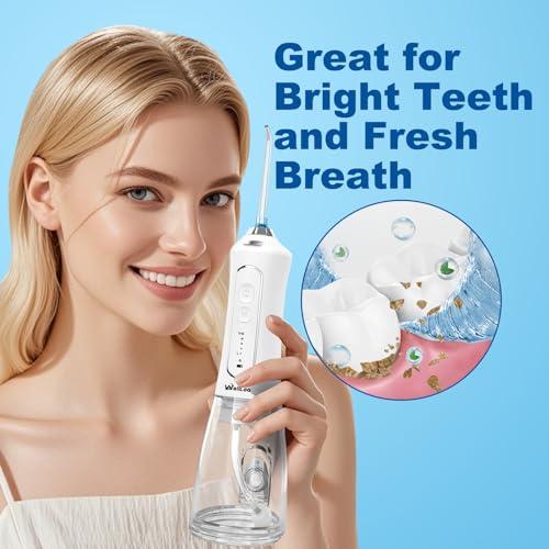 WellLeo Water Flosser for Teeth, 300ML Cordless Oral Irrigator Rechargeable Dental Flosser Picks with 5 Modes 5 Jet Tips,IPX7 Waterproof Teeth Cleaner for Braces Gum Care, Home Tra thumbnail 8