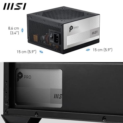 MSI PRO A850PL PCIE5, Fully Modular Gaming 850W Power Supply, 80+ Platinum, Native 12V-2x6 Cables, Server-Grade Capacitor, ATX 3.1 & PCIe 5.1 Ready, Low-Noise, Embossed Jacket Cabl thumbnail 6