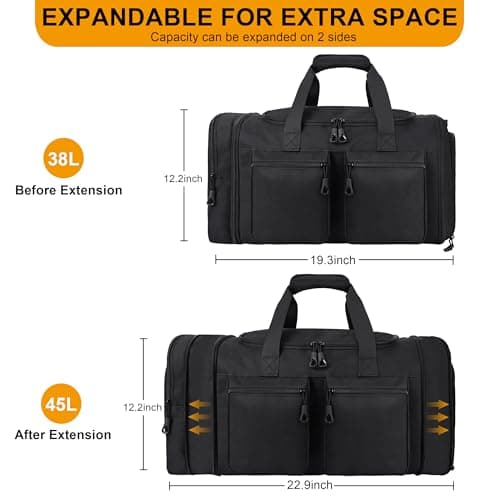 HILOMON Mens Duffle Bag 45L Expandable GYM Bags Carry-on Travel Bag