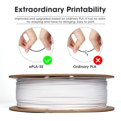 eSUN PLA Basic Filament 1.75mm, 3D Printer Filament High Speed PLA for Fast Printing, 1KG Spool (2.2 LBS) 3D Printing Filament for High Speed 3D Printers, Cold White