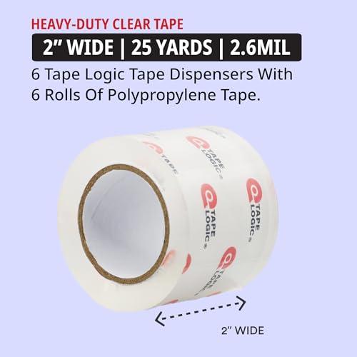 Tape Logic Heavy Duty Packing Tape with Dispenser (6 Pack) – 2.6 Mil Thick Clear Shipping Tape, 2 in x 25 yd – Strong Industrial Adhesive for Moving Boxes, Mailing, & Shipping Pack thumbnail 2