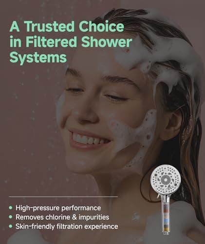 SunCleanse Filtered Shower Head with Handheld, 9-Spray Setting Detachable Showerhead with Filters, Shower Head for Hard Water - Filtered Chlorine, Improve Skin and Hair Texture, Ch