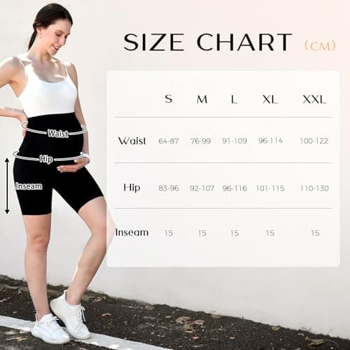 Walifrey Women's Maternity Shorts with Pockets Over The Belly,Pregnancy Yoga Pants Activewear Biker Shorts Casual Burgundy S thumbnail 7