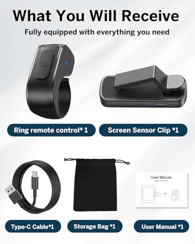 DATAFY [Case-Friendly] Remote Control Page Turner Ring for Kindle Paperwhite Oasis Scribe Kobo eReaders, Camera Camcorder Remote Controls, Page Turner Clicker for iPhone ipad Table thumbnail 9