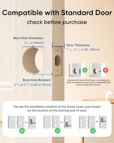 eufy Security Smart Lock C33, Keypad Door Lock with Handle, Fingerprint Door Knob, Keyless Entry Door Lock for Front Door and Bedrooms, Electronic Deadbolt, Wi-Fi, App Control, IP5 thumbnail 6