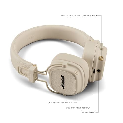Miniatura de Marshall Major V On-Ear Wireless Bluetooth Headphone - Cream 6
