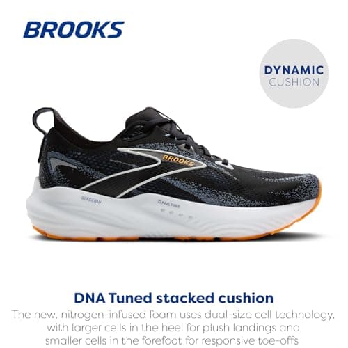 Tenis para Correr Neutros Brooks Glycerin 22 para Hombre - Negro/Azul País/Naranja Pop - Talla 11.5 Mediana