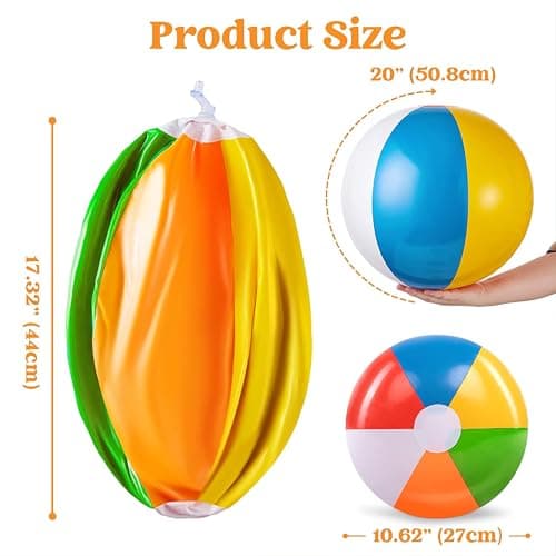 JOYIN 4-Pack 20" Beach Balls - Large Rainbow Beach Ball Inflatable Pool Toys for Party Supplies Decorations, Adults Kids Birthday Luau Summer Beach Water Games Beachball Party Favo thumbnail 5