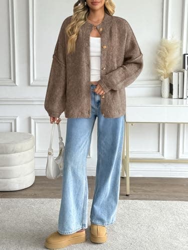 LILLUSORY Womens Oversized Chunky Cardigan Sweaters 2026 Fall Cozy Jacket | Cute Long Sleeve Old Money Clothes, Trendy Travel Airport Outfits, Winter Fashion Clothing