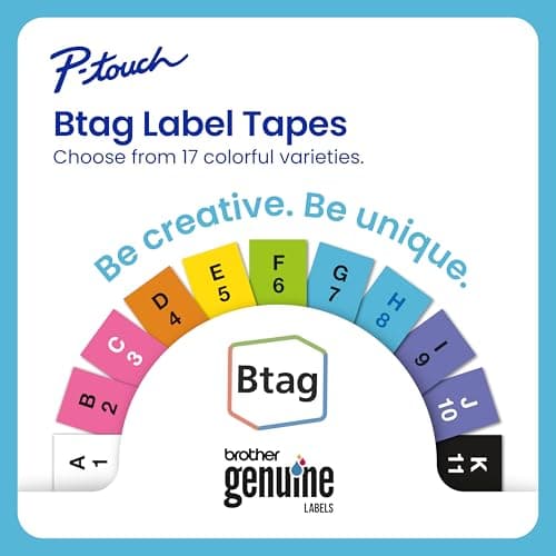 Brother P-Touch PT-N20 Personal Desktop Label Maker, Portable, Handheld and Prints, P-Touch Btag ~½” (12mm) Wide Color Personalized Label Tapes thumbnail 6