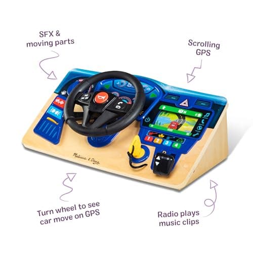 Melissa & Doug Vroom & Zoom, Interactive Wooden Dashboard, Racing Car Steering Wheel Toy, Lights & Sounds, Preschool Learning Toys for Girls & Boys 3+ - FSC Certified thumbnail 5