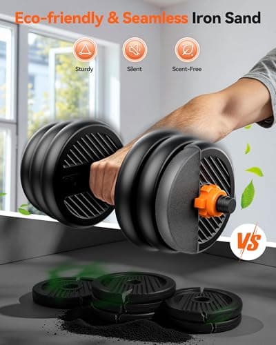 FEIERDUN Adjustable Dumbbells, 45lbs Free Weight Set with Connector, 4 in1 Dumbbells Set Used as Barbell, Kettlebells, Push up Stand, Fitness Exercises for Home Gym Suitable Men/Wo thumbnail 4