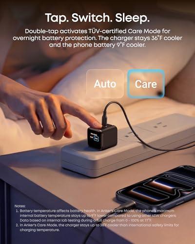 Cargador Anker Nano USB C 45W con Pantalla Inteligente, Enchufe Plegable y Modo Cuidado (Azul)