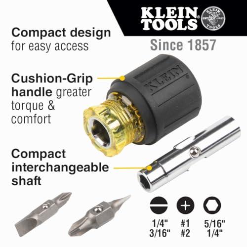 Klein Tools 32561 Multi-Bit Screwdriver/Nut Driver, 6-in-1 Stubby Screwdriver with 2 Phillips, 2 Slotted, 2 Nut Drivers thumbnail 2