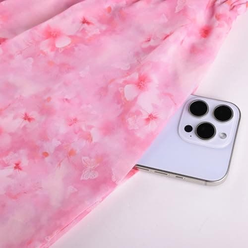 Scarlet Darkness Floral Maxi Skirts for Women 2026 Summer Flowy Ruffle Long Skirt with Pokets Pink L thumbnail 3