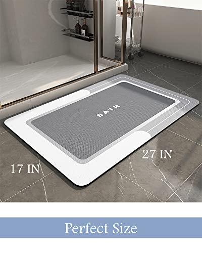 MontVoo-Bath Mat-Bathroom Mat Rug Non Slip Super Absorbent Stain Resistant Quick Dry Thin Bath Rug-Bath Mats for Bathroom Floor Bathtub Vanity-Bathmat Bath Rug Easy Care-17"x27" Gr thumbnail 2