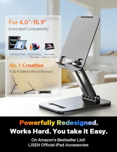LISEN for iPad Stand Tablet Holder for Desk, Cool Office Gifts for Men Women Desk Accessories, Essentials Home Office Gadgets Portable Monitor Stand for iPad a16 Accessories Kindle