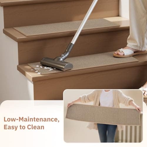 1PC Jute Stair Treads for Wooden Steps-Stairs Carpet Non Slip-Peel and Stick Stair Treads Indoor, Adhesive Staircase Step Treads Residue Free, Durable Natural Stair Runner Rug,8"x3 thumbnail 6