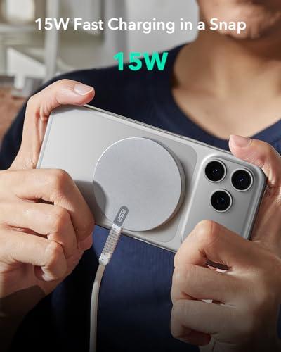 ESR for Magsafe Charger, 2 Pack 15W Wireless Charger, Magsafe Charger for iPhone 17/16/15/14/13/12, AirPods 4/3/Pro/Pro 2,Galaxy S25,Strong Magnetic Charging Pad with Type-C Cable,