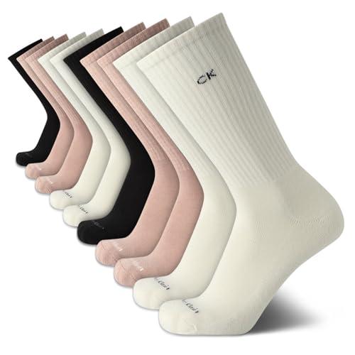 Calvin Klein Mens Crew Socks - 10 Pack Cushioned Athletic Performance Breathable Running and Sports Crew Socks for Men, Size 7-12, Ivory Assorted