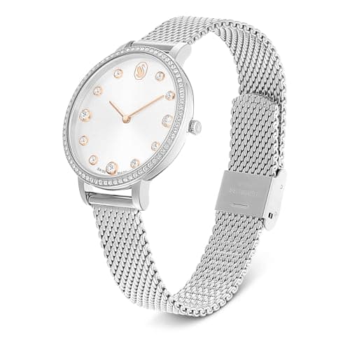 Miniatura de Reloj Swarovski Clarica, hecho en Suiza, brazalete de metal, tono plateado, acero inoxidable 2