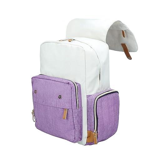 Mochila Pañalera Ramhorn Multifunción para Mamá con Bolsillos Térmicos y Compartimento para Laptop, Morada