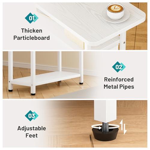 Miniatura de AOODA Narrow Nightstand with Drawers, 3 Tier Skinny Bedside Table for Bedroom, Slim Living Room End Tables with Storage for Small Spaces, Sofa Couch (White) 6