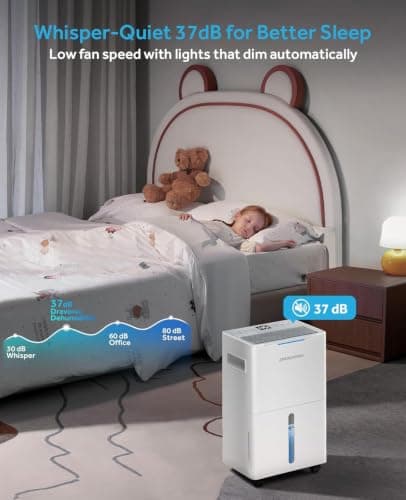 Dravonic 1500 Sq.Ft Dehumidifier for Basement, 21 Pint Dehumidifiers for Home Bedroom and Bathroom with Drain Hose, 3 Modes, 2 Speeds, 24H Timer, Auto Defrost thumbnail 6