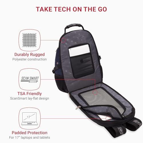 SWISSGEAR 1900 ScanSmart TSA Laptop Backpack Fits 17 Inch Laptop with RFID Protection and Tablet Pocket, Blue/Black, 19-Inch thumbnail 2